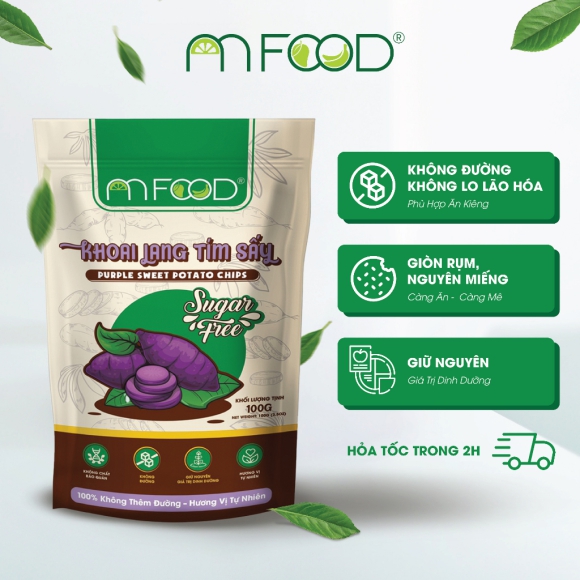 Khoai Lang Tím Sấy An Food phiên bản Cao Cấp Không đường nguyên miếng giòn rụm
