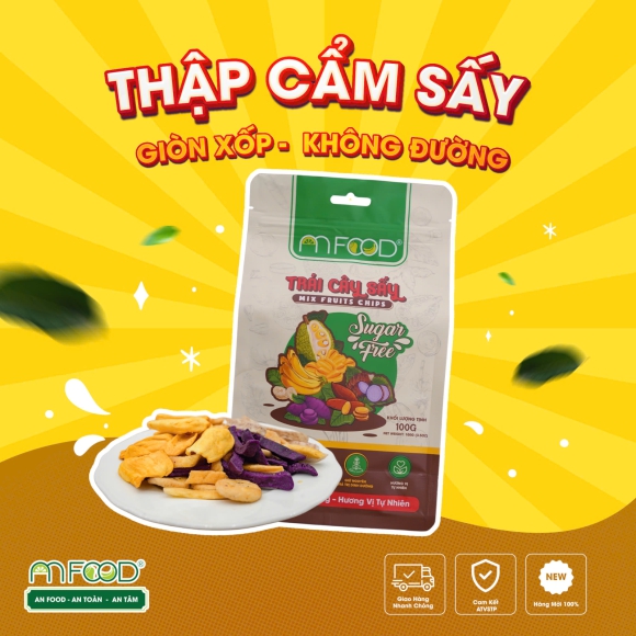 Trái cây Thập Cẩm sấy An Food Không đường nguyên miếng giòn rụm