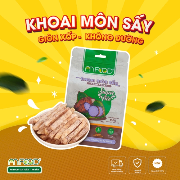Khoai Môn Sấy An Food phiên bản Cao Cấp Không đường nguyên miếng giòn rụm