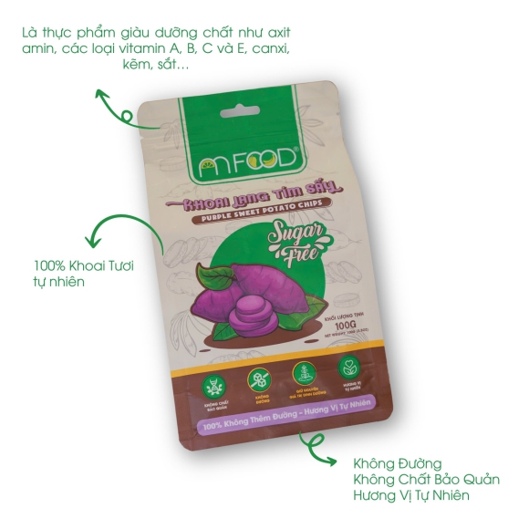 Khoai Lang Tím Sấy An Food phiên bản Cao Cấp Không đường nguyên miếng giòn rụm