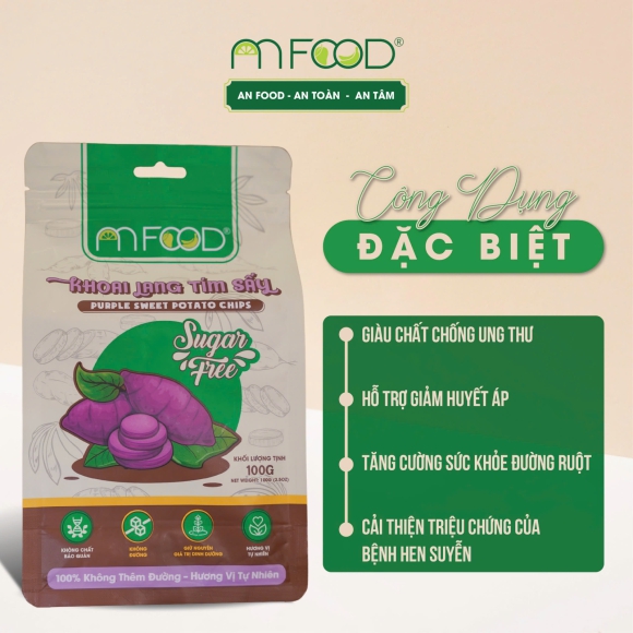 Khoai Lang Tím Sấy An Food phiên bản Cao Cấp Không đường nguyên miếng giòn rụm